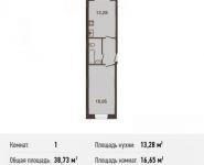 1-комнатная квартира площадью 38.7 кв.м, Центральная ул., ДВЛ1Б | цена 2 556 180 руб. | www.metrprice.ru