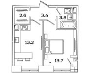 1-комнатная квартира площадью 36.7 кв.м, Рязанский проспект, д.влд 2 | цена 6 203 070 руб. | www.metrprice.ru