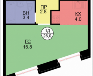 1-комнатная квартира площадью 26 кв.м, Некрасова, 6 | цена 2 420 600 руб. | www.metrprice.ru