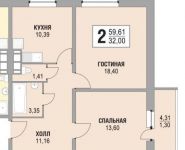 2-комнатная квартира площадью 60 кв.м, Центральная ул. | цена 2 530 000 руб. | www.metrprice.ru