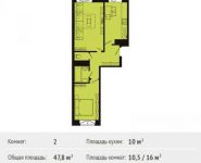 2-комнатная квартира площадью 47 кв.м, Фруктовая ул., 1 | цена 6 086 125 руб. | www.metrprice.ru