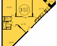 3-комнатная квартира площадью 72.76 кв.м, Просвещения, корп.10 | цена 4 874 920 руб. | www.metrprice.ru