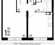 1-комнатная квартира площадью 32.6 кв.м, Генерала Белова, вл 28 | цена 5 705 000 руб. | www.metrprice.ru