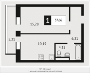 1-комнатная квартира площадью 37.7 кв.м, Клубная, 9 | цена 3 870 168 руб. | www.metrprice.ru