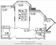 2-комнатная квартира площадью 67.3 кв.м, Осташковское шоссе, 22 | цена 4 643 700 руб. | www.metrprice.ru