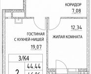 2-комнатная квартира площадью 46.06 кв.м, Лазоревый пр., 3 | цена 7 656 093 руб. | www.metrprice.ru