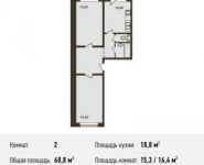 2-комнатная квартира площадью 60.8 кв.м,  | цена 3 648 000 руб. | www.metrprice.ru