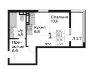 1-комнатная квартира площадью 31.8 кв.м в ЖК "Южное Бунино",  | цена 4 176 930 руб. | www.metrprice.ru