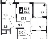 3-комнатная квартира площадью 66.2 кв.м, Северное ш., 4 | цена 3 709 848 руб. | www.metrprice.ru