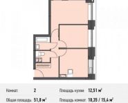 2-комнатная квартира площадью 51.8 кв.м, улица Козлова, 34 | цена 6 991 498 руб. | www.metrprice.ru