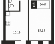 1-комнатная квартира площадью 36.7 кв.м, Клубная, 9 | цена 3 767 511 руб. | www.metrprice.ru