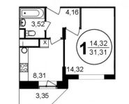 1-комнатная квартира площадью 31 кв.м, Просвещения ул., 11К1 | цена 2 192 400 руб. | www.metrprice.ru