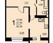 1-комнатная квартира площадью 39.36 кв.м, 5-й микрорайон, 18 | цена 2 206 325 руб. | www.metrprice.ru