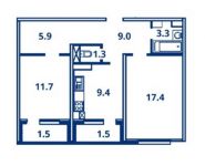 2-комнатная квартира площадью 61.2 кв.м, Садовая улица, 12 | цена 5 128 560 руб. | www.metrprice.ru