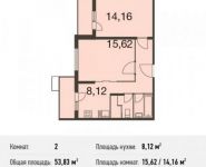 2-комнатная квартира площадью 53.8 кв.м, Живописная улица, вл21 | цена 6 783 123 руб. | www.metrprice.ru