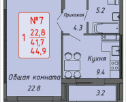 1-комнатная квартира площадью 44.9 кв.м, Ленинский проспект, 16 | цена 4 220 600 руб. | www.metrprice.ru