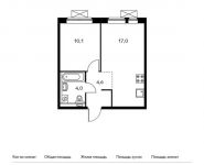 1-комнатная квартира площадью 35.7 кв.м, жилой комплекс Мякинино Парк, | цена 5 308 590 руб. | www.metrprice.ru