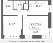 2-комнатная квартира площадью 56.02 кв.м, Мякининское шоссе | цена 4 750 496 руб. | www.metrprice.ru