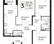 3-комнатная квартира площадью 78 кв.м в ЖК "Южное Бунино",  | цена 6 487 275 руб. | www.metrprice.ru