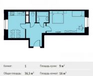 1-комнатная квартира площадью 36 кв.м, Фруктовая ул., 1 | цена 3 735 264 руб. | www.metrprice.ru