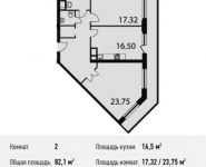 2-комнатная квартира площадью 82.1 кв.м, Нагатинский проезд, 11 | цена 16 753 983 руб. | www.metrprice.ru