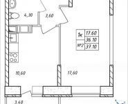 1-комнатная квартира площадью 37.1 кв.м, Дружбы, 48 | цена 3 487 400 руб. | www.metrprice.ru