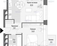 1-комнатная квартира площадью 46 кв.м, улица Липовый Парк, 6 | цена 11 400 000 руб. | www.metrprice.ru