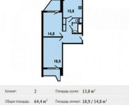 2-комнатная квартира площадью 64.4 кв.м, проспект Героев, 8 | цена 4 958 040 руб. | www.metrprice.ru