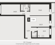 3-комнатная квартира площадью 71.8 кв.м, Клубная, 9 | цена 6 505 051 руб. | www.metrprice.ru