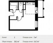 1-комнатная квартира площадью 28.5 кв.м, Фруктовая ул., 1К1 | цена 2 632 990 руб. | www.metrprice.ru