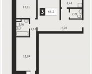 3-комнатная квартира площадью 68.1 кв.м, Клубная, 9 | цена 5 989 531 руб. | www.metrprice.ru
