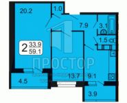 2-комнатная квартира площадью 59 кв.м, Лермонтова ул. | цена 3 975 200 руб. | www.metrprice.ru