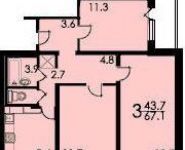 3-комнатная квартира площадью 70 кв.м, Ореховый проезд, 9 | цена 10 800 000 руб. | www.metrprice.ru