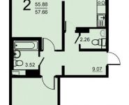 2-комнатная квартира площадью 57.66 кв.м, 5-й микрорайон, 18 | цена 3 104 126 руб. | www.metrprice.ru