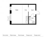 1-комнатная квартира площадью 28.8 кв.м,  | цена 4 155 840 руб. | www.metrprice.ru