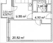 1-комнатная квартира площадью 40.99 кв.м, Лазоревый пр., 3 | цена 8 828 016 руб. | www.metrprice.ru