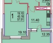 1-комнатная квартира площадью 57 кв.м, улица Чехова, 1к2 | цена 4 435 200 руб. | www.metrprice.ru