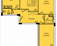 3-комнатная квартира площадью 72.4 кв.м, Просвещения, 12 | цена 4 126 620 руб. | www.metrprice.ru