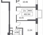 2-комнатная квартира площадью 48.9 кв.м,  | цена 4 568 451 руб. | www.metrprice.ru