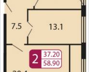 2-комнатная квартира площадью 58.9 кв.м, Ивановская, 7, корп.3Д | цена 4 535 300 руб. | www.metrprice.ru