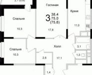 3-комнатная квартира площадью 79 кв.м, Барышевская Роща ул. | цена 6 630 680 руб. | www.metrprice.ru