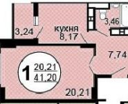 1-комнатная квартира площадью 41.2 кв.м, Московская ул., С1-2 | цена 3 810 000 руб. | www.metrprice.ru