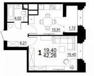 1-комнатная квартира площадью 42 кв.м, Берзарина ул., 28 | цена 7 613 769 руб. | www.metrprice.ru