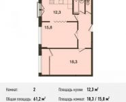 2-комнатная квартира площадью 61.2 кв.м, Ивановская ул., 1 | цена 4 896 000 руб. | www.metrprice.ru