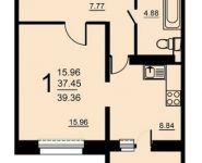 1-комнатная квартира площадью 39.36 кв.м, 5-й микрорайон, 18 | цена 2 228 170 руб. | www.metrprice.ru