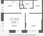 2-комнатная квартира площадью 56.37 кв.м, Мякининское шоссе, 2 | цена 4 695 621 руб. | www.metrprice.ru