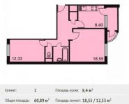 2-комнатная квартира площадью 60.9 кв.м, Чехова ул, 7 | цена 3 449 840 руб. | www.metrprice.ru