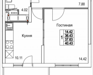 1-комнатная квартира площадью 40.43 кв.м, 2-я Муравская, корп.8 | цена 4 785 268 руб. | www.metrprice.ru