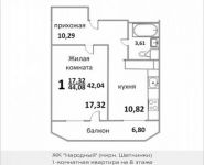 1-комнатная квартира площадью 44.1 кв.м, Народная улица, 23 | цена 3 165 612 руб. | www.metrprice.ru