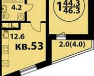 1-комнатная квартира площадью 46.3 кв.м в ЖК "Изумрудная 24", Изумрудная ул., 24 | цена 8 843 300 руб. | www.metrprice.ru